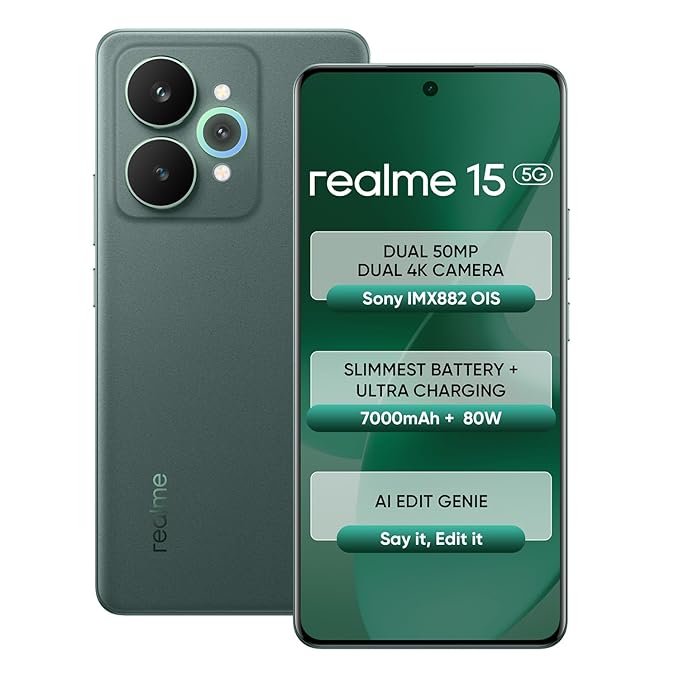Realme 15 5G (Velvet Green, 256 GB)  (8 GB RAM)